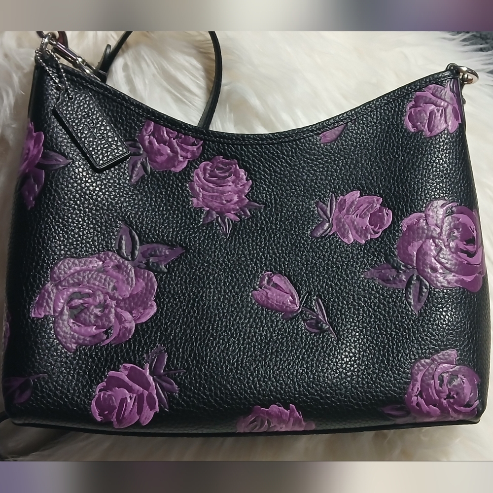 Coach Black and Purple Floral Laurel Shoulder Bag - Picture 12 of 12